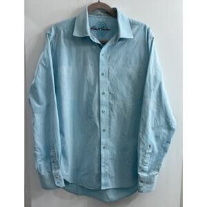 Robert‎ Graham Button Up Shirt Mens L Classic Fit Light Blue Patchwork Geometric